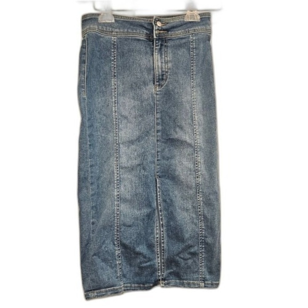 We The Free Women's Pencil Denim Jean Slit Midi Skirt Medium Wash Size 26 EUC - Picture 5 of 10